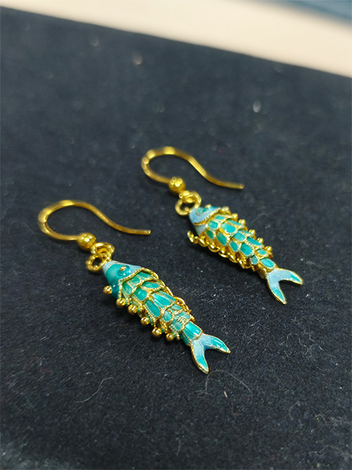 2.5cm handmade cloisonne fish earrings intangible cultural heritage DIY jewelry supplies