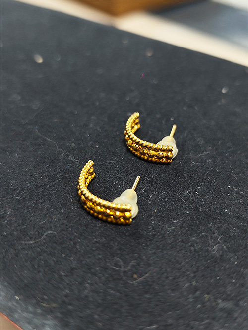 1cm handmade gold cloisonne crescent stud earrings intangible cultural heritage DIY jewelry supplies